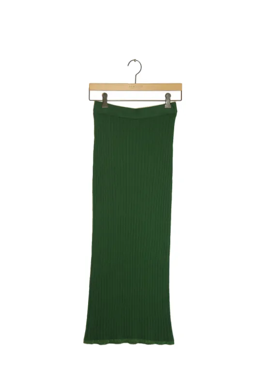 Ribbed Lurex Trim Skirt - Kelly Green sold by DEMYLEE