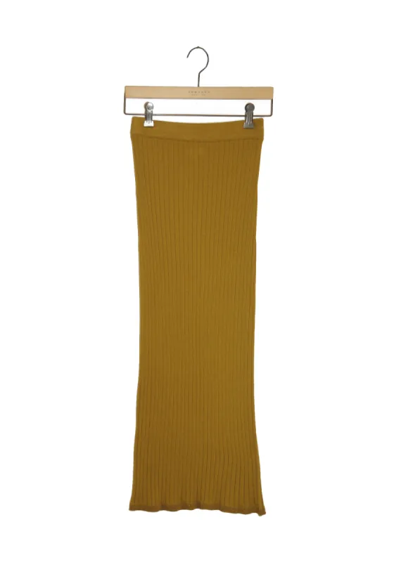 Ribbed Lurex Trim Skirt - Ochre sold by DEMYLEE