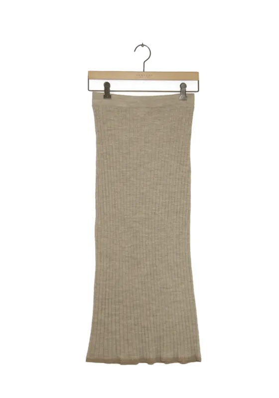 Ribbed Lurex Trim Skirt - Beige Heather sold by DEMYLEE