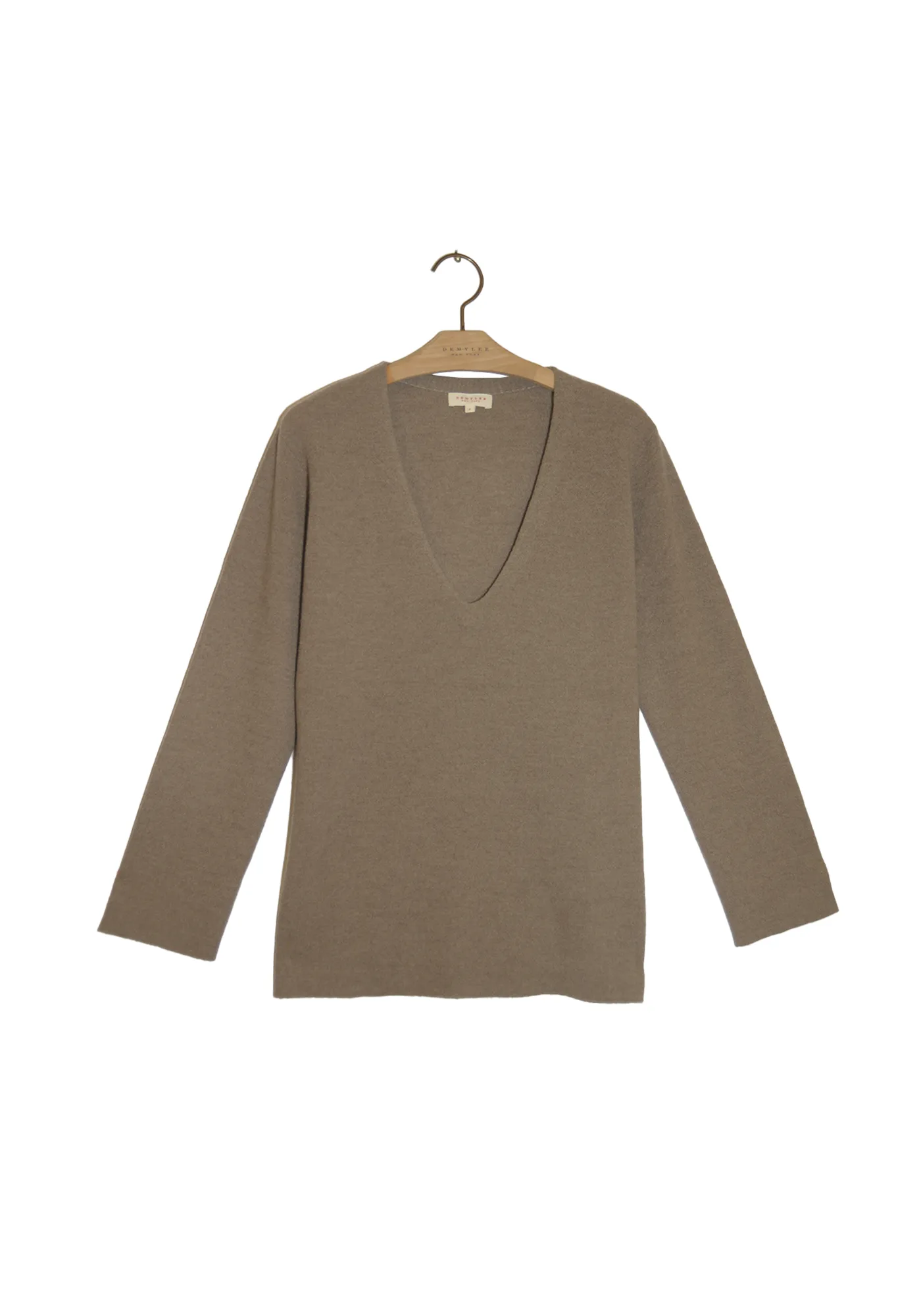Deep V-Neck Merino Wool Sweater - Taupe sold by DEMYLEE