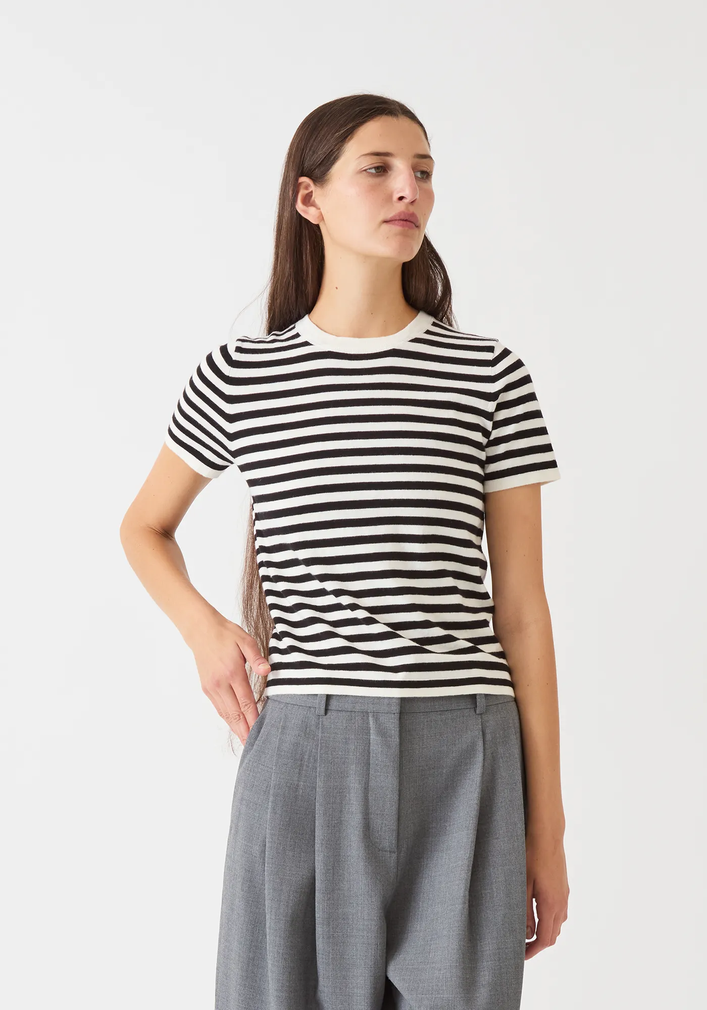 Adebola Stripe Cotton Cashmere Top sold by DEMYLEE