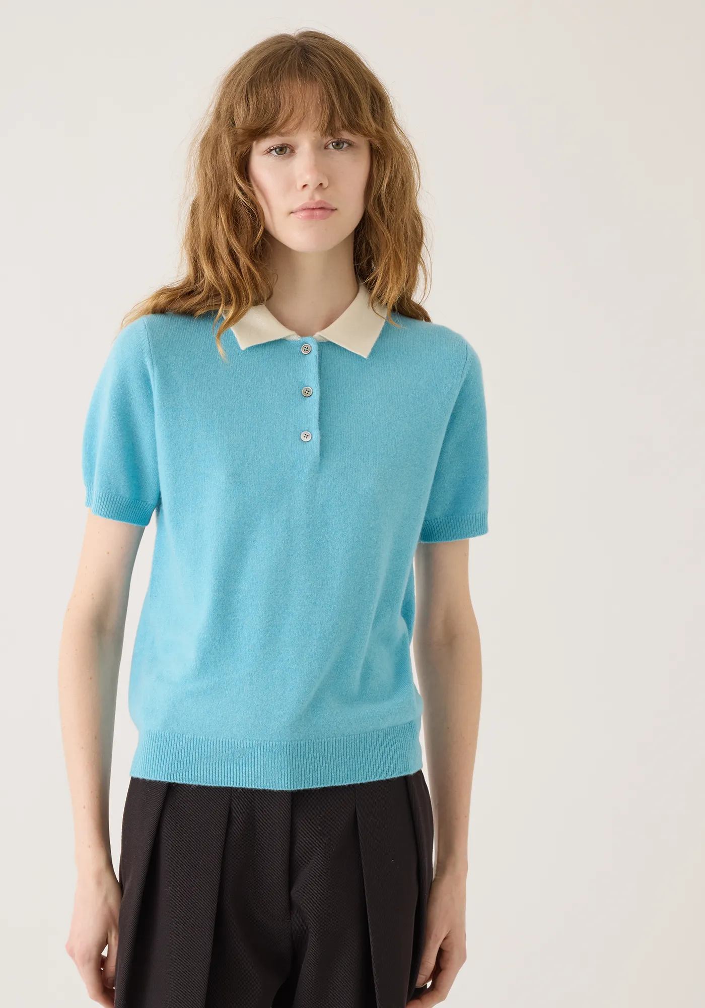 Rowena Cashmere Polo Top sold by DEMYLEE