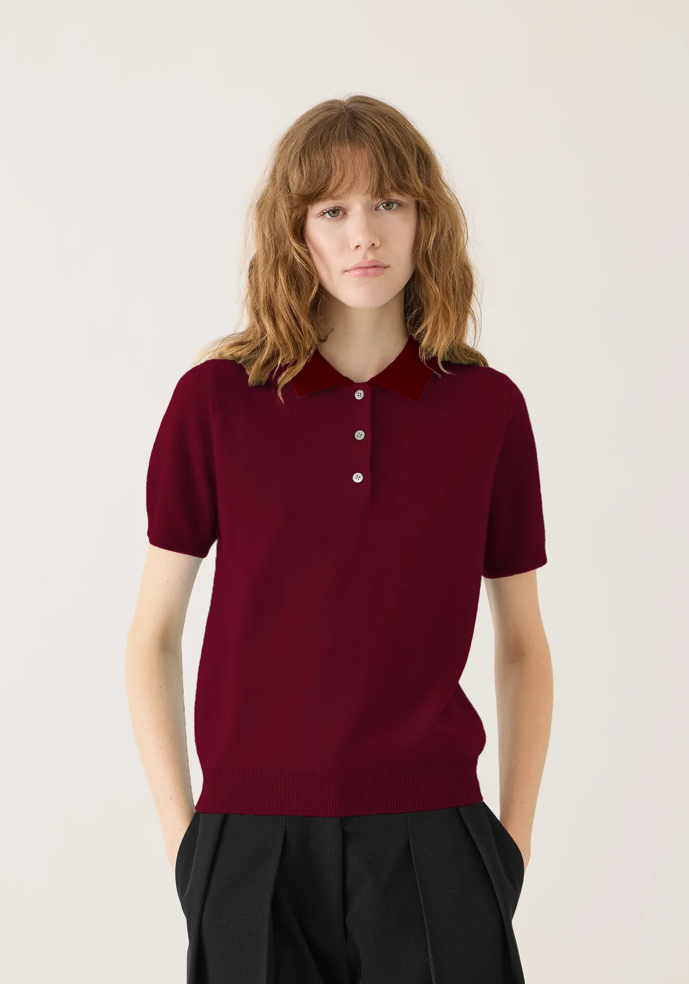 Rowena Cashmere Polo Top sold by DEMYLEE