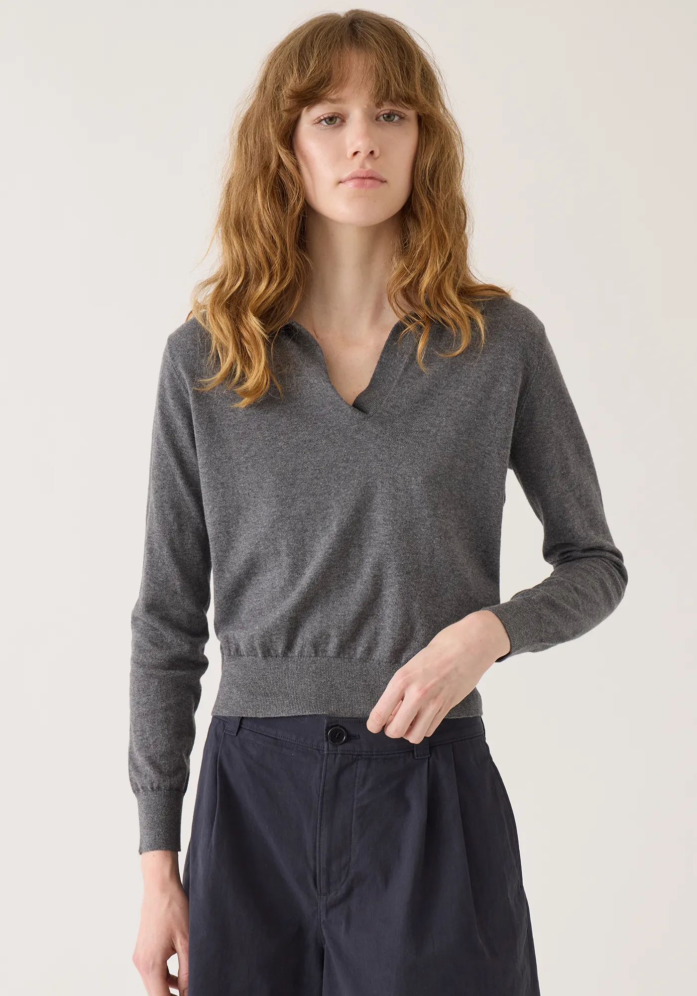 Catarina Cotton Cashmere Polo Sweater sold by DEMYLEE