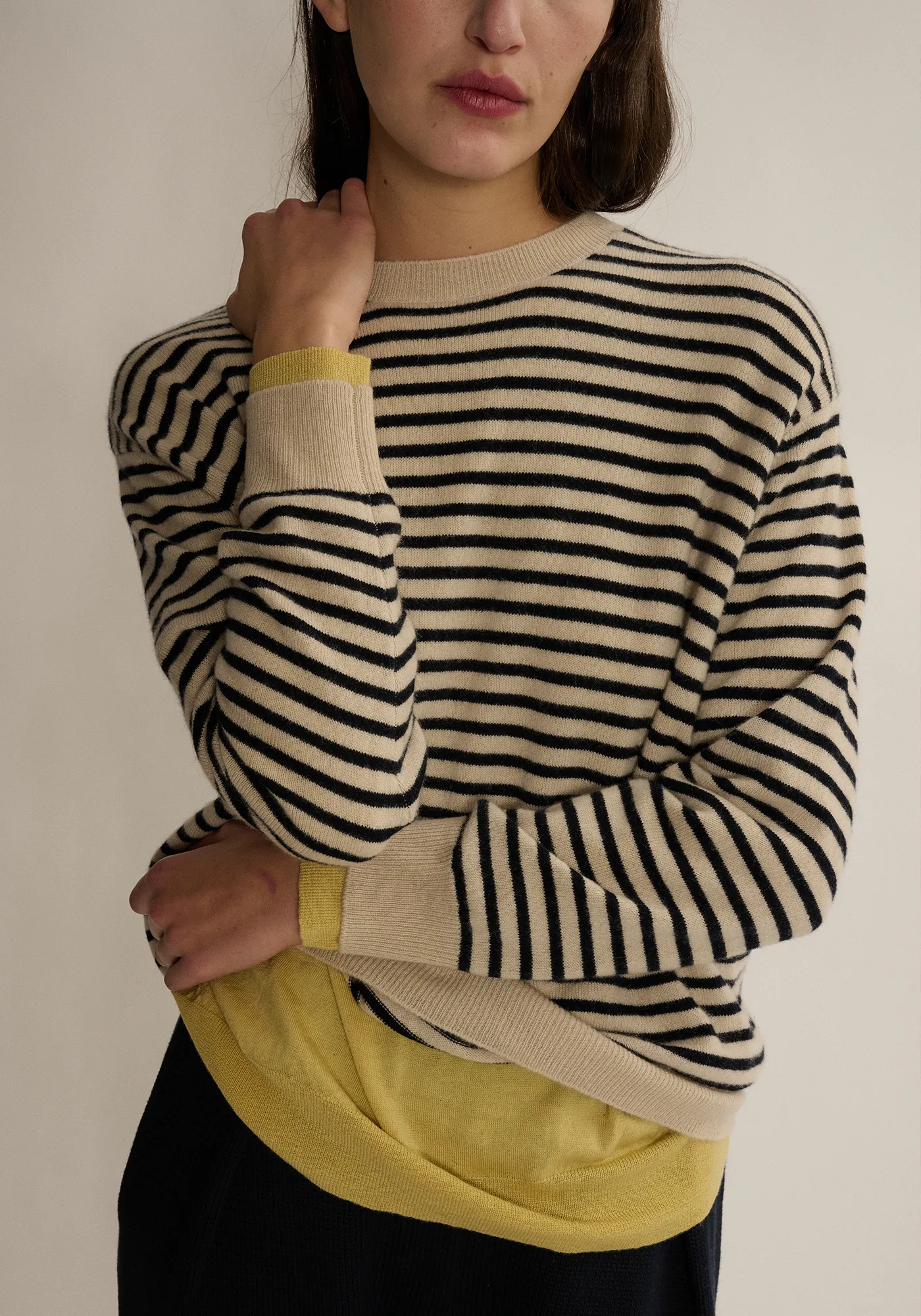 Nimue Cashmere Sweater - Linen / Navy sold by DEMYLEE product image thumbnail 2