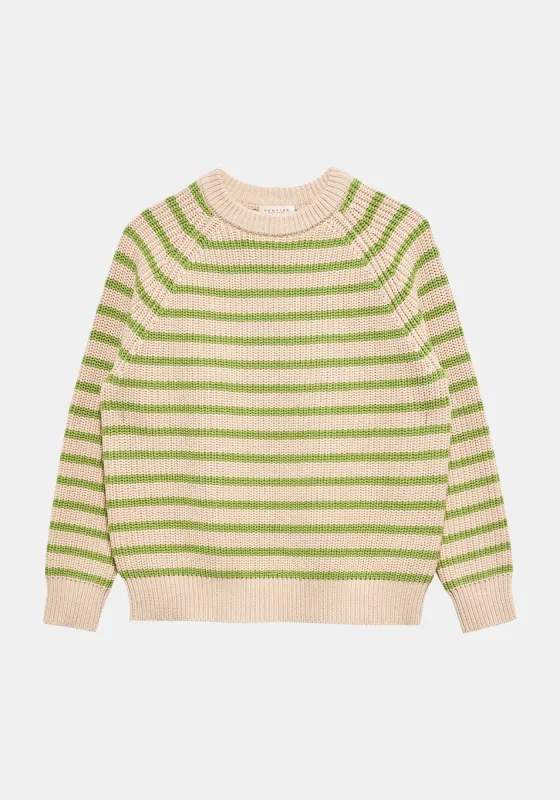 Phoebe Stripe Sweater - Natural / Lime sold by DEMYLEE