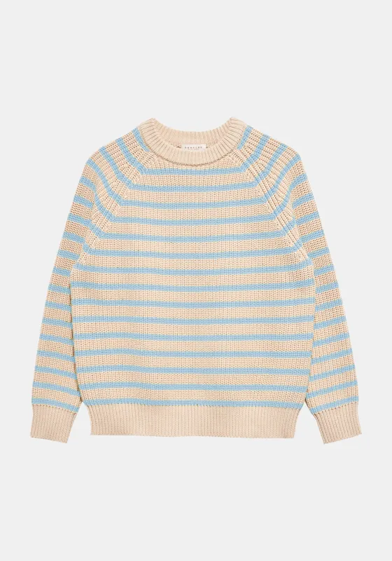 Phoebe Stripe Sweater - Natural / Sky sold by DEMYLEE