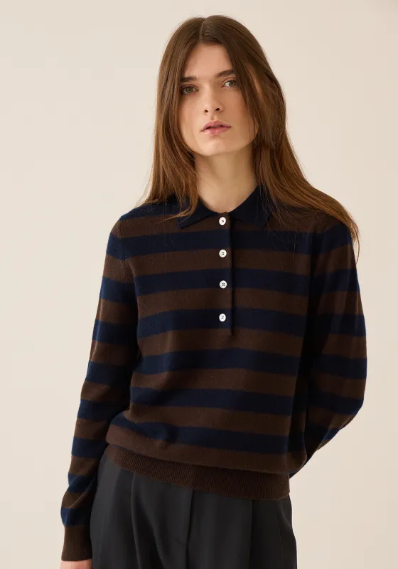 Demira Stripe Cashmere Polo Sweater sold by DEMYLEE
