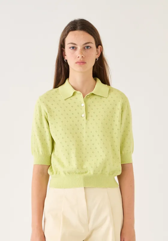 Logan Pointelle Cotton Polo Top sold by DEMYLEE