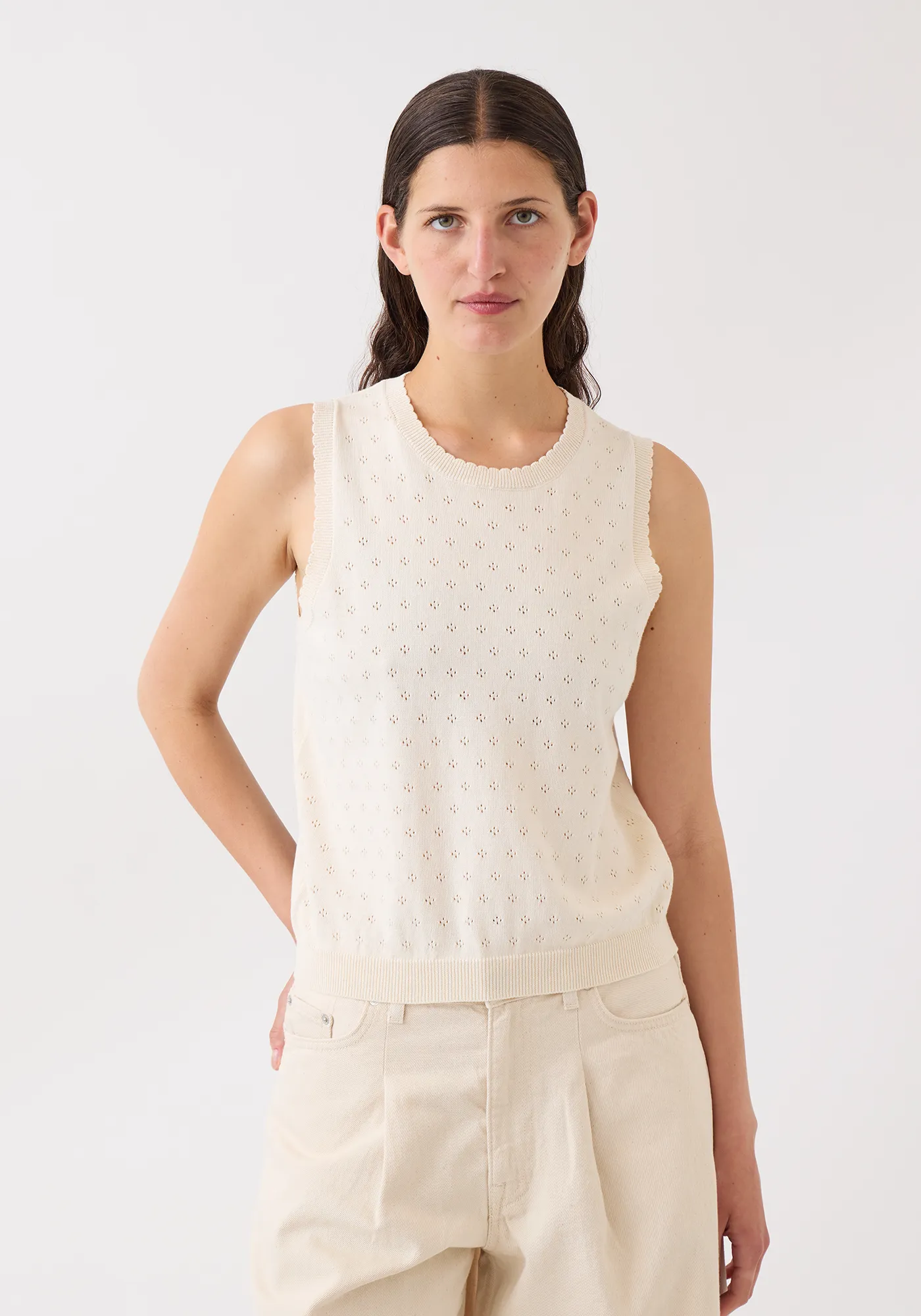 Eleanor Pointelle Cotton Top sold by DEMYLEE
