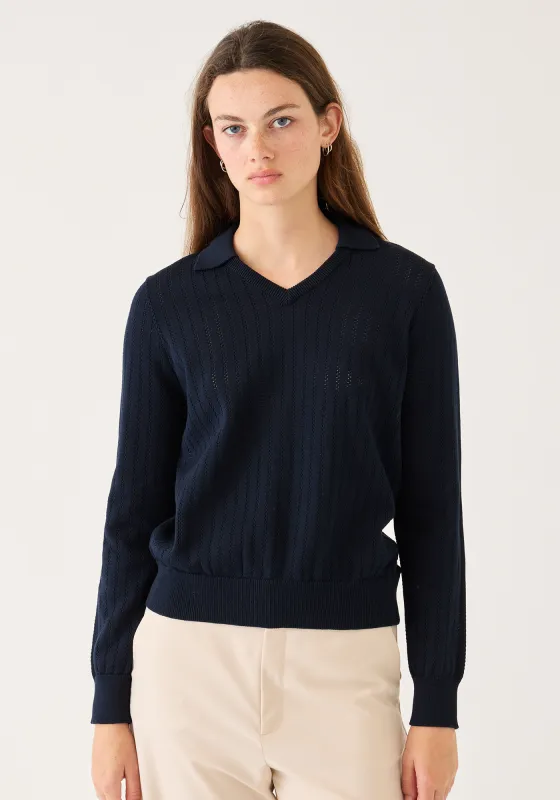 Aster Linear Pointelle Cotton Polo sold by DEMYLEE