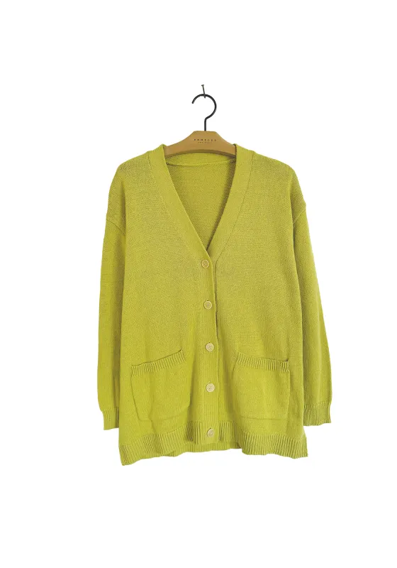 V-neck Cardigan - Lime sold by DEMYLEE