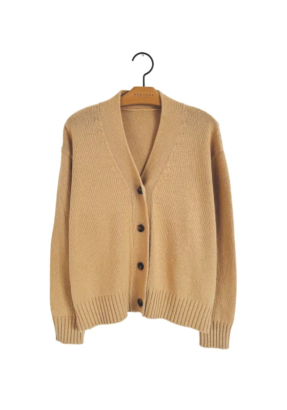 Wool V-neck Cardigan - Birch sold by DEMYLEE