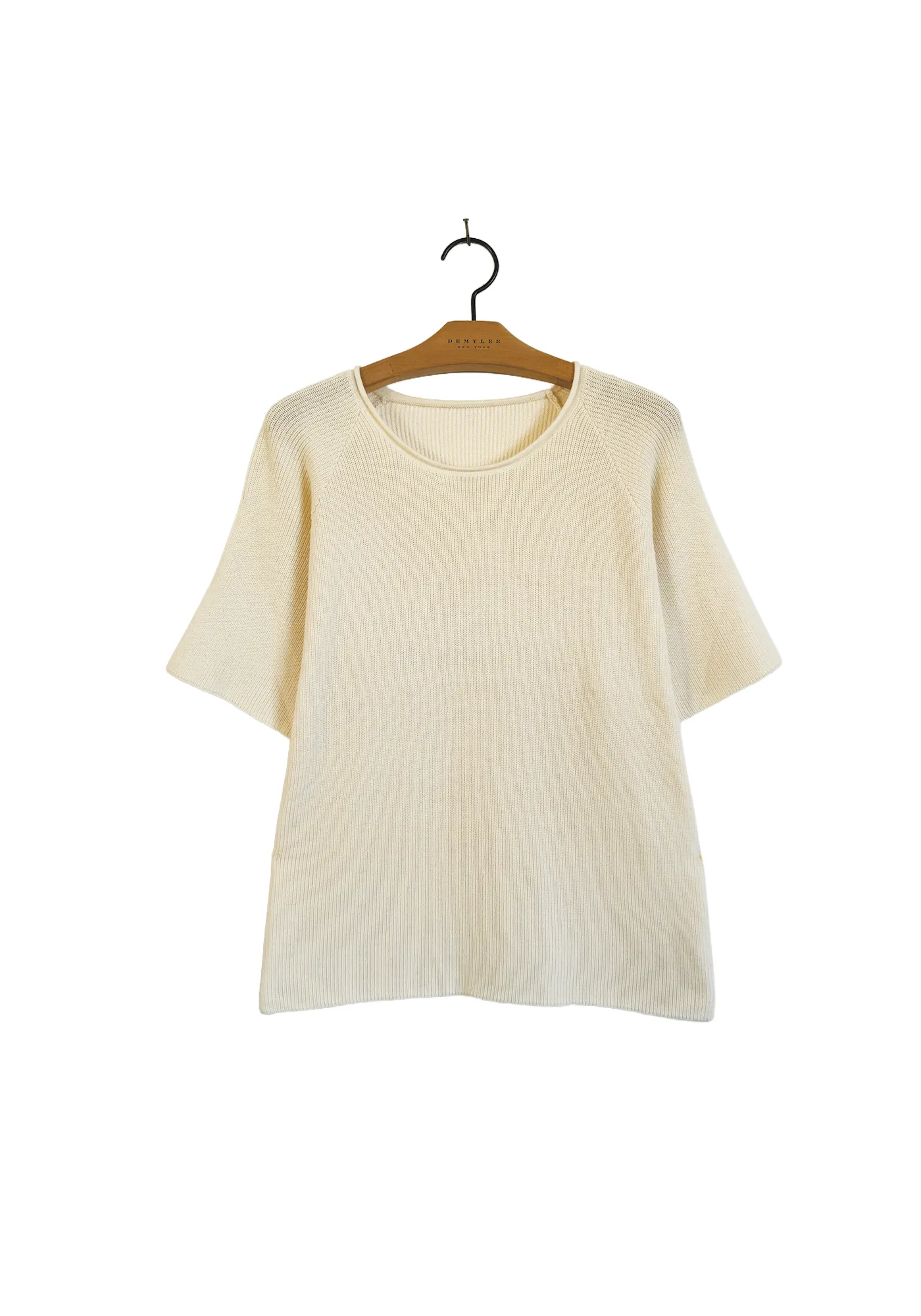 Ribbed Rollneck Shortsleeve - White sold by DEMYLEE