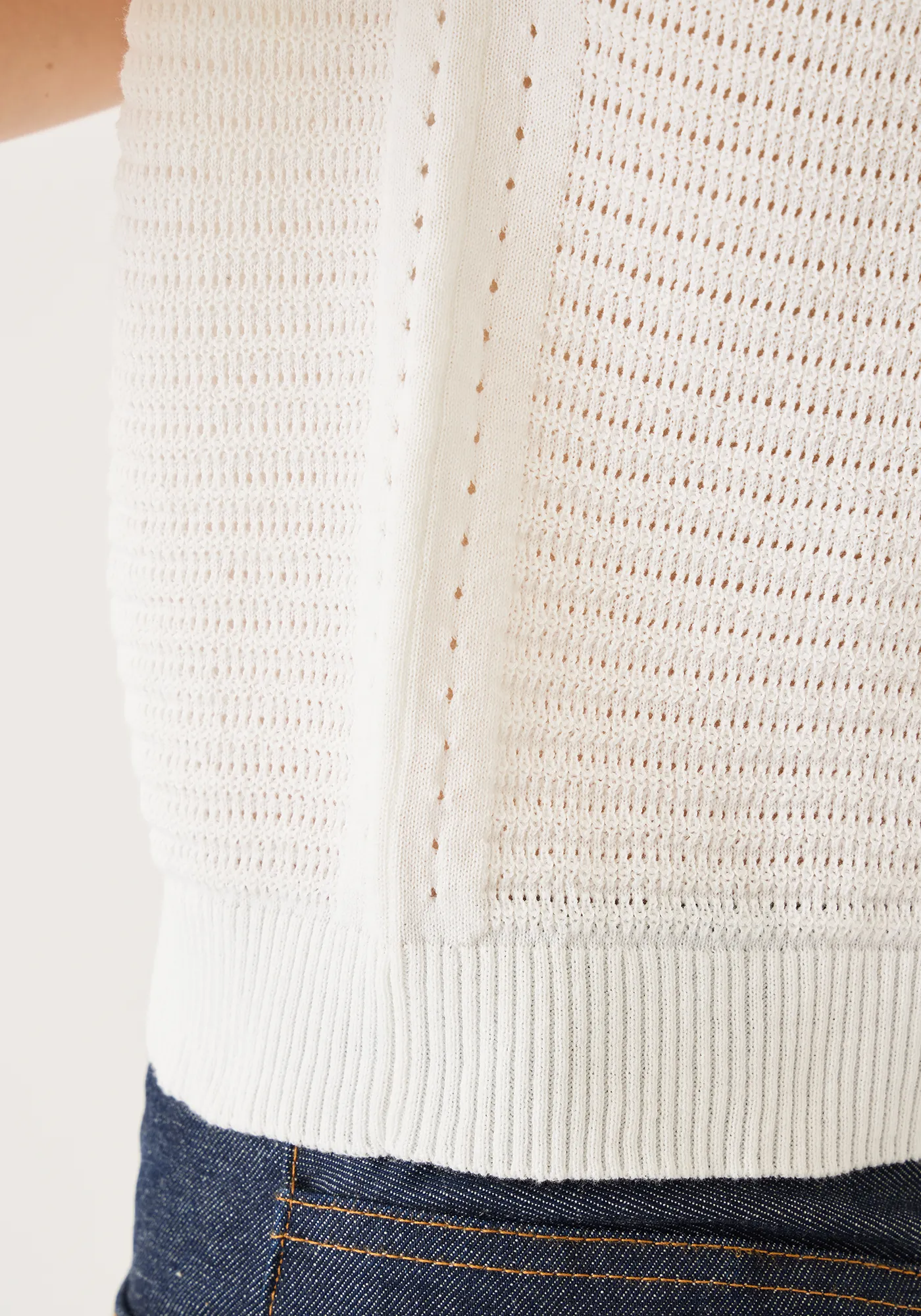 Rachel Pointelle Rib Cotton Polo Top sold by DEMYLEE product image thumbnail 5