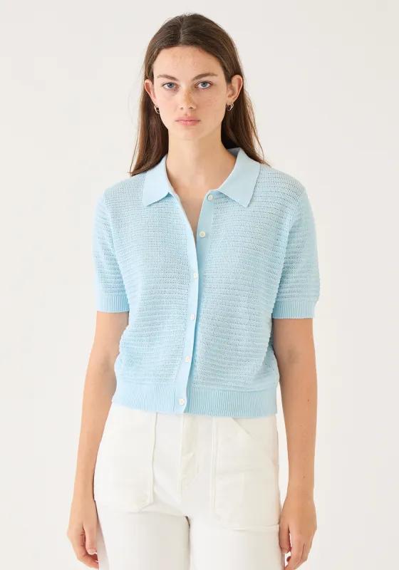Rachel Pointelle Rib Cotton Polo Top sold by DEMYLEE