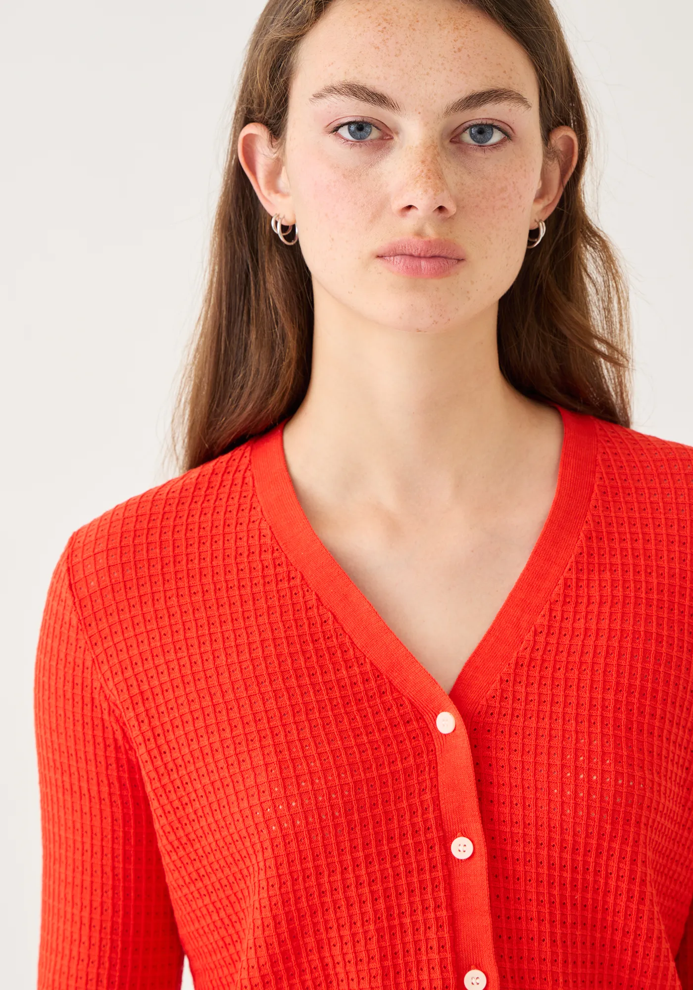 Kiki Waffle Pointelle Cotton Cardigan sold by DEMYLEE product image thumbnail 2