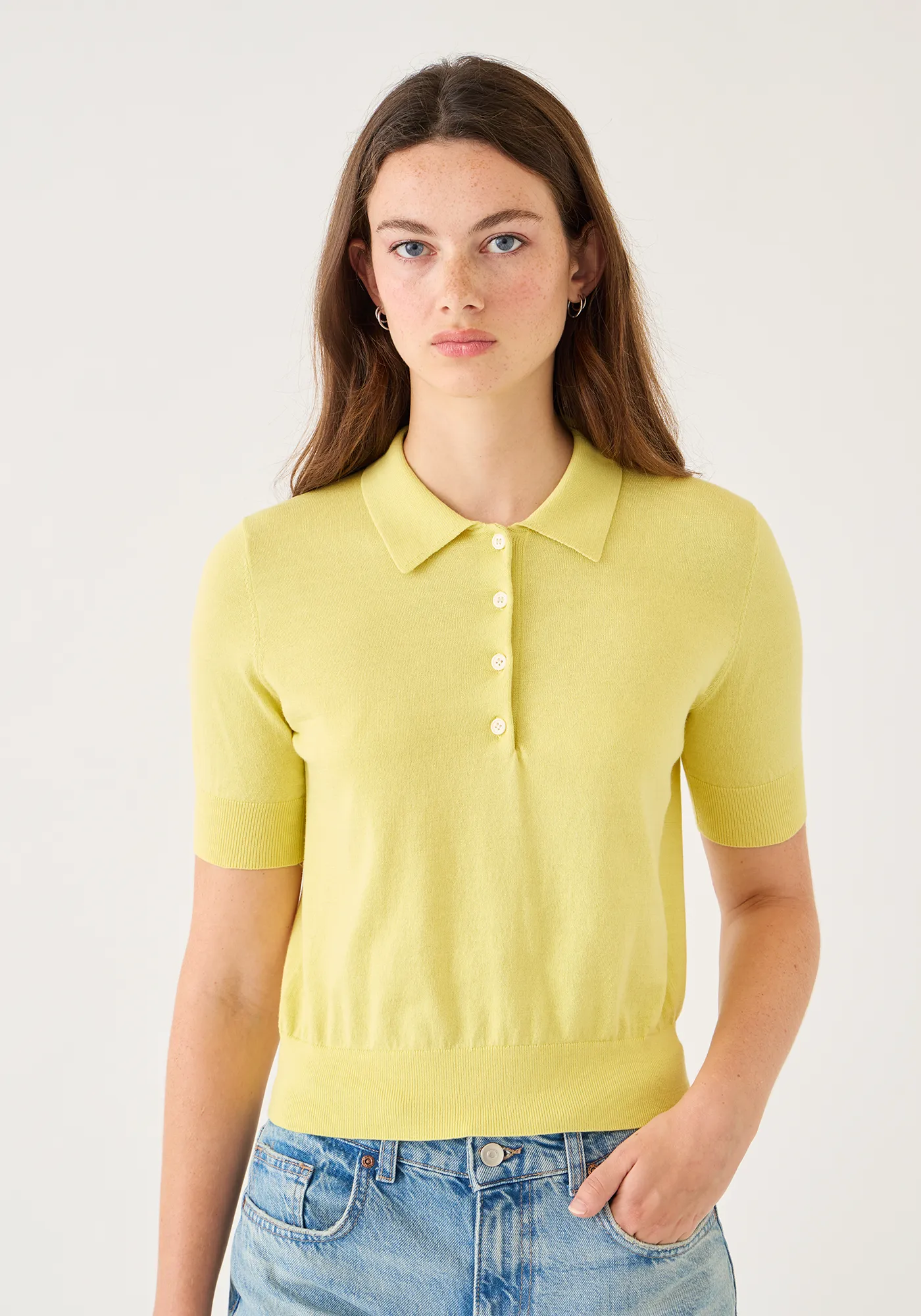 Cameron Cotton Polo Top sold by DEMYLEE