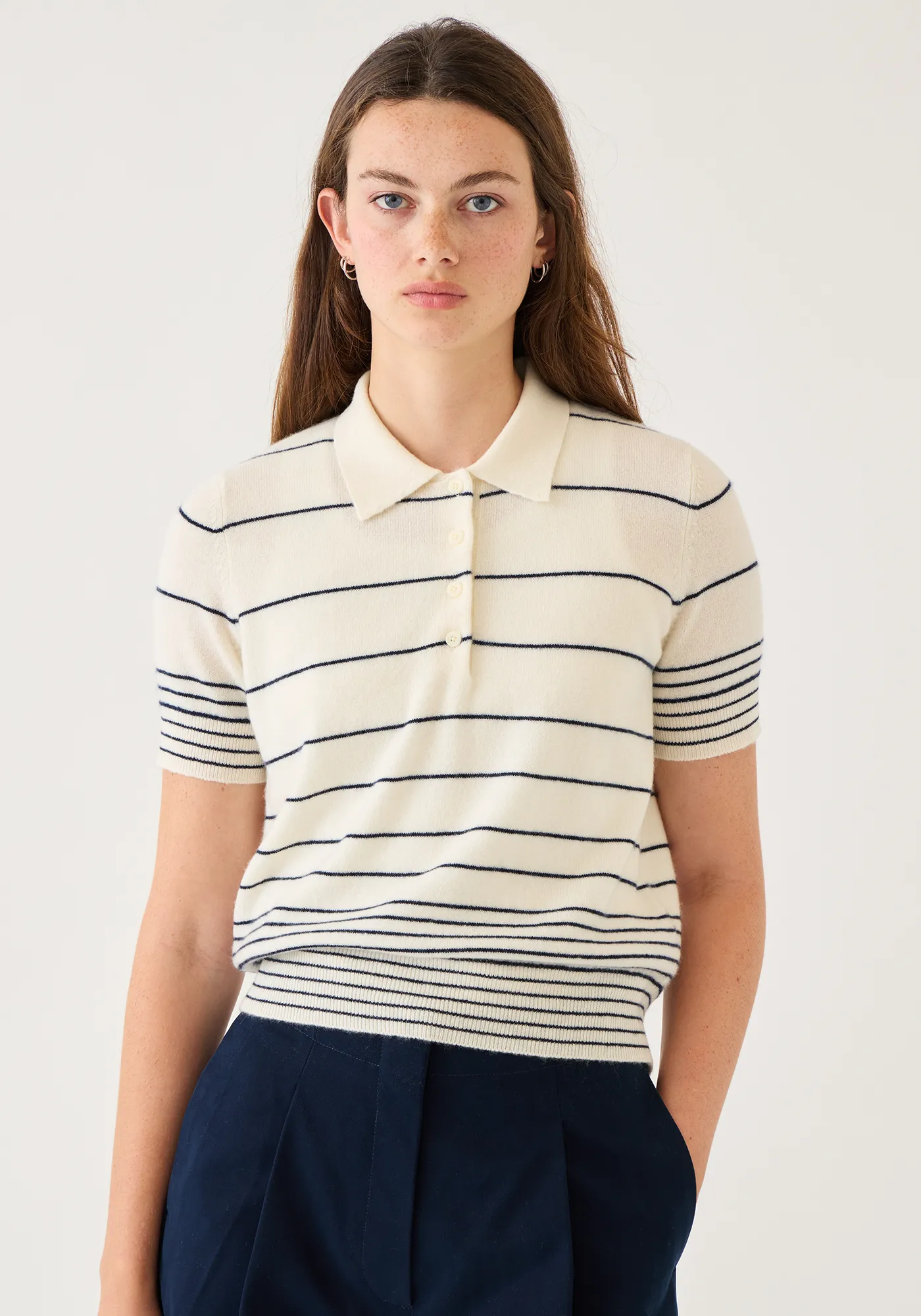 Drew Stripe Cashmere Polo sold by DEMYLEE product image thumbnail 2