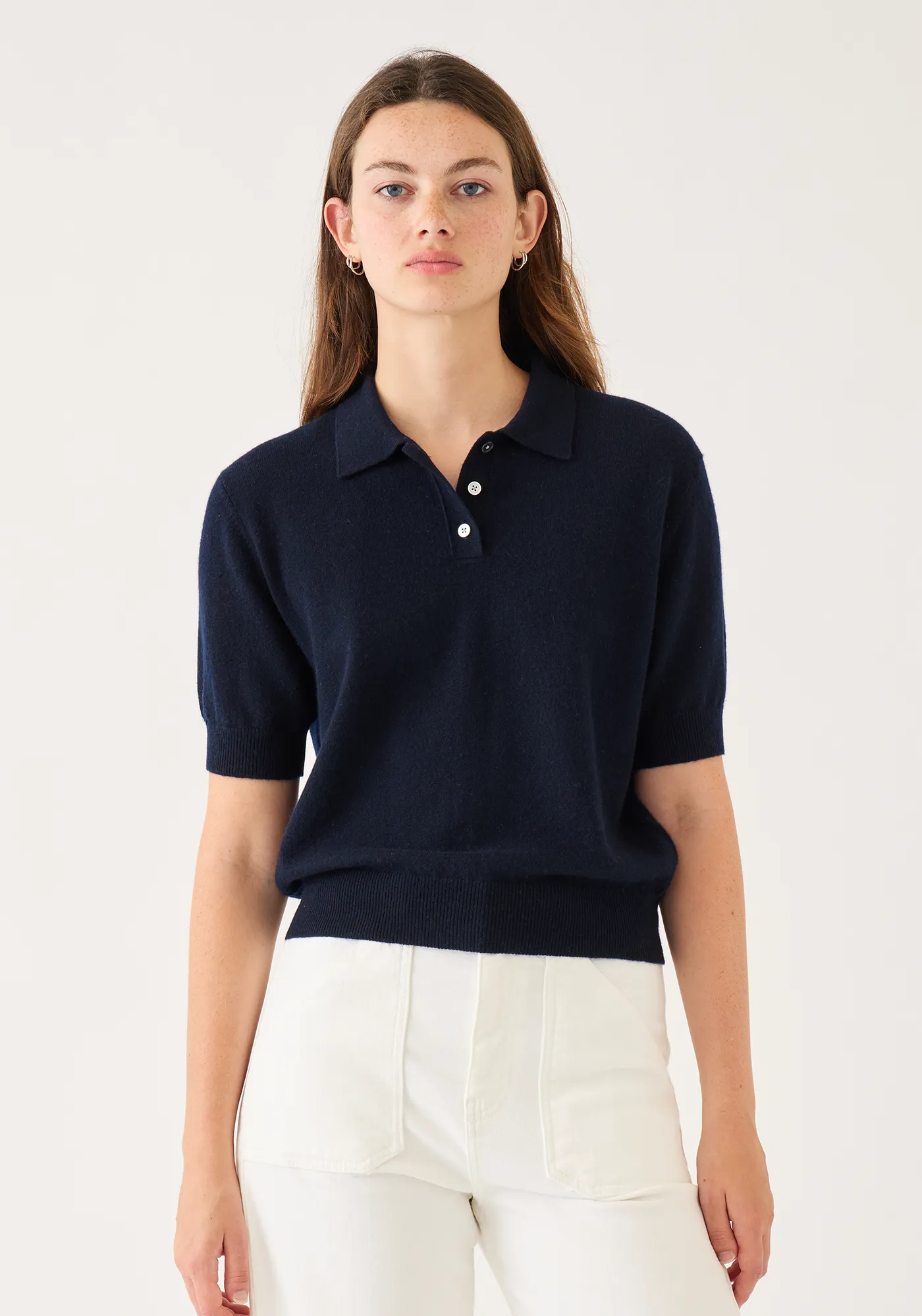 Amelia Cashmere Polo Top sold by DEMYLEE