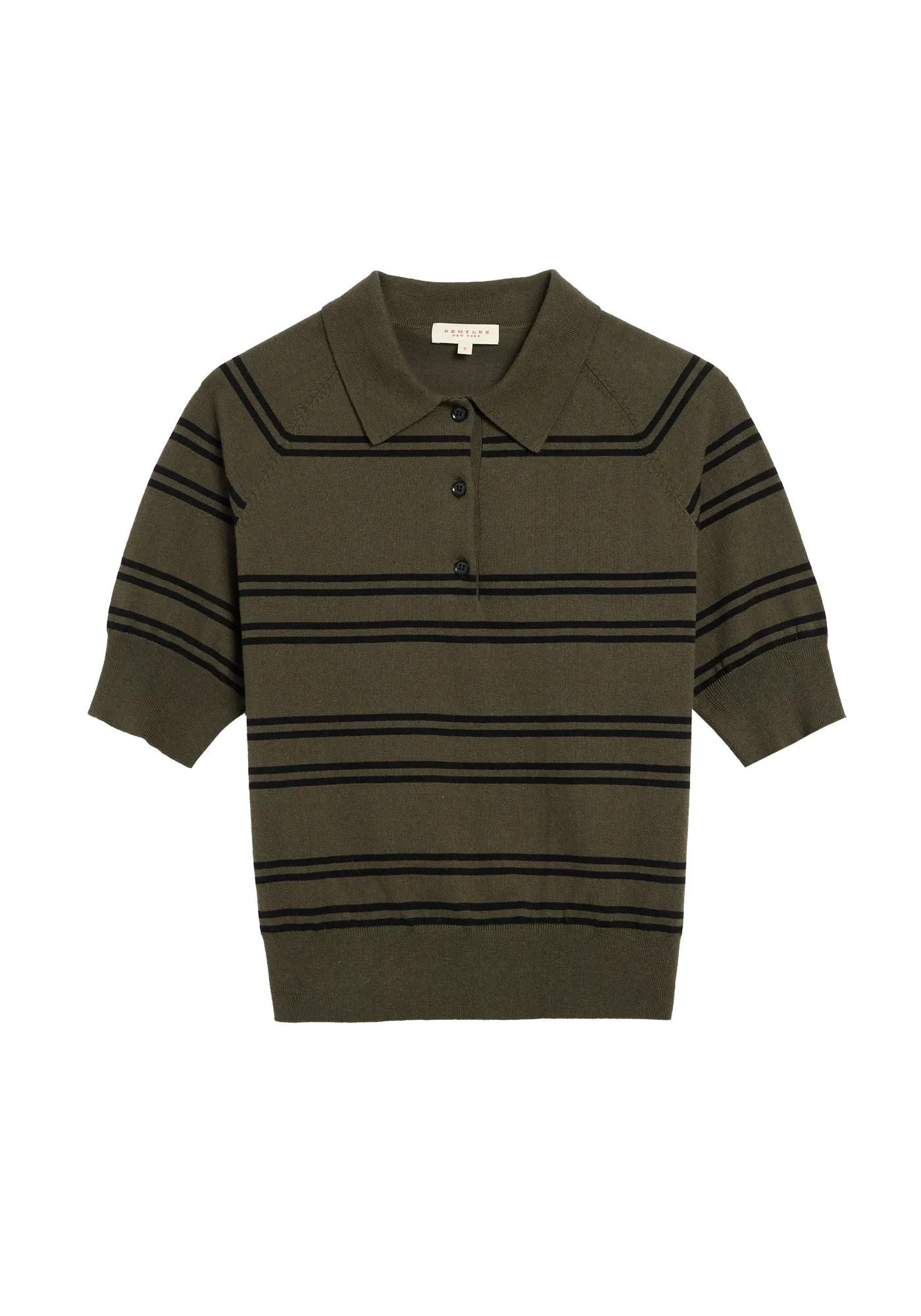 Brea Stripe Cotton Cashmere Polo Top sold by DEMYLEE product image thumbnail 3