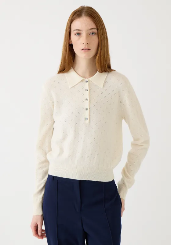Lottie Pointelle Cashmere Polo made by DEMYLEE