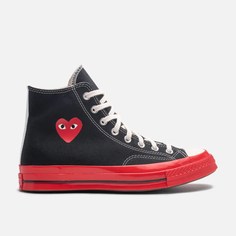 CDG PLAY X CONVERSE CHUCK 70 HIGH - BLACK / RED sold by Lapstone & Hammer