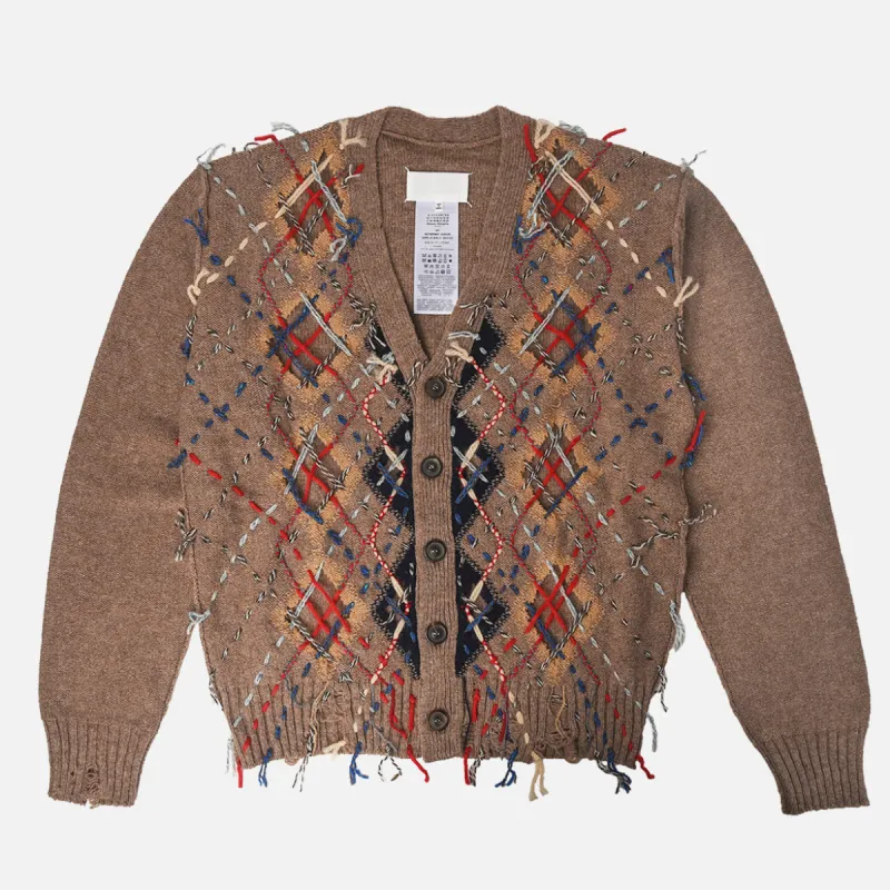 CUT-OUT ARGYLE CARDIGAN - WALNUT sold by Lapstone & Hammer