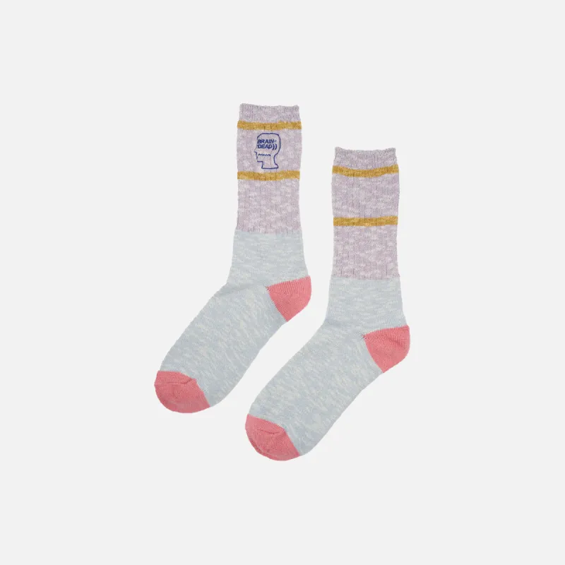 SLUB 2 STRIPES CREW SOCK - LIGHT BLUE sold by Lapstone & Hammer