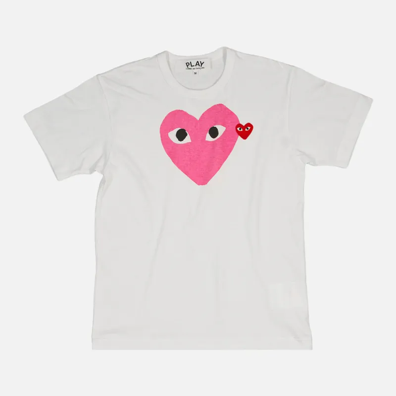 DOUBLE HEART LOGO TEE - WHITE / PINK sold by Lapstone & Hammer