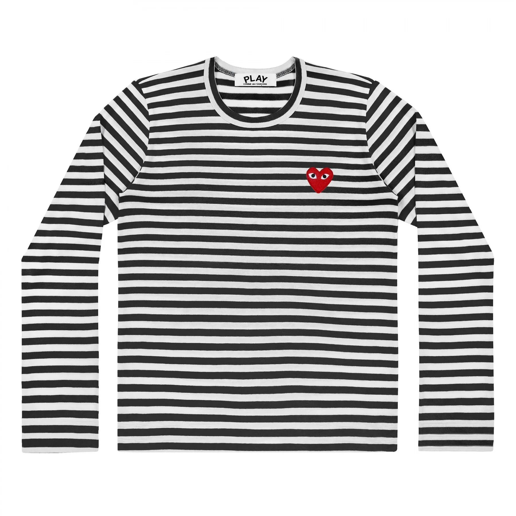 STRIPED HEART LOGO LS TEE - BLACK / WHITE sold by Lapstone & Hammer