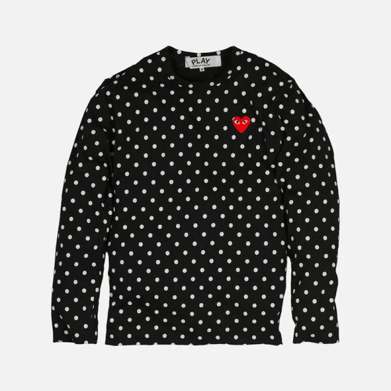 POLKA DOT HEART LOGO LS TEE - BLACK / WHITE sold by Lapstone & Hammer
