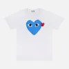 WOMEN`S PLAY HEART TEE - WHITE / BLUE sold by Lapstone & Hammer