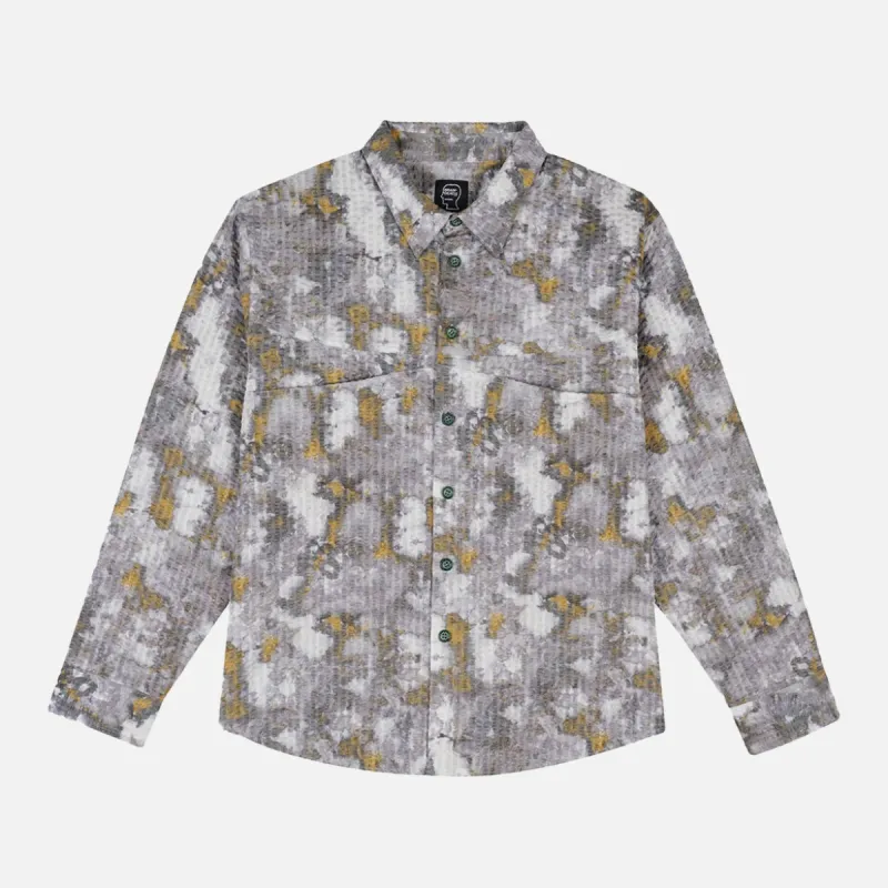 DISTORTED HEAT LONG SLEEVE BUTTON UP - GREY sold by Lapstone & Hammer