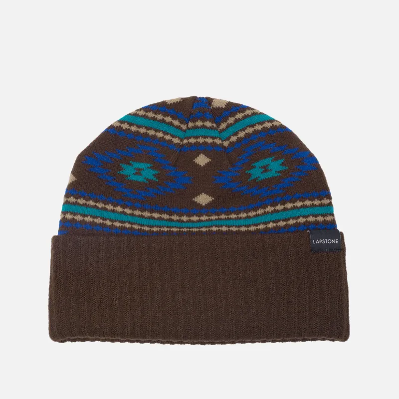 LAPSTONE INTARSIA KNIT BEANIE - BROWN sold by Lapstone & Hammer