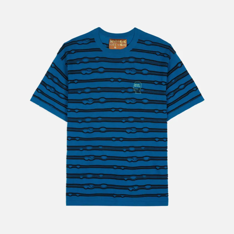 PUCKERED STRIPED TEE - TEAL sold by Lapstone & Hammer