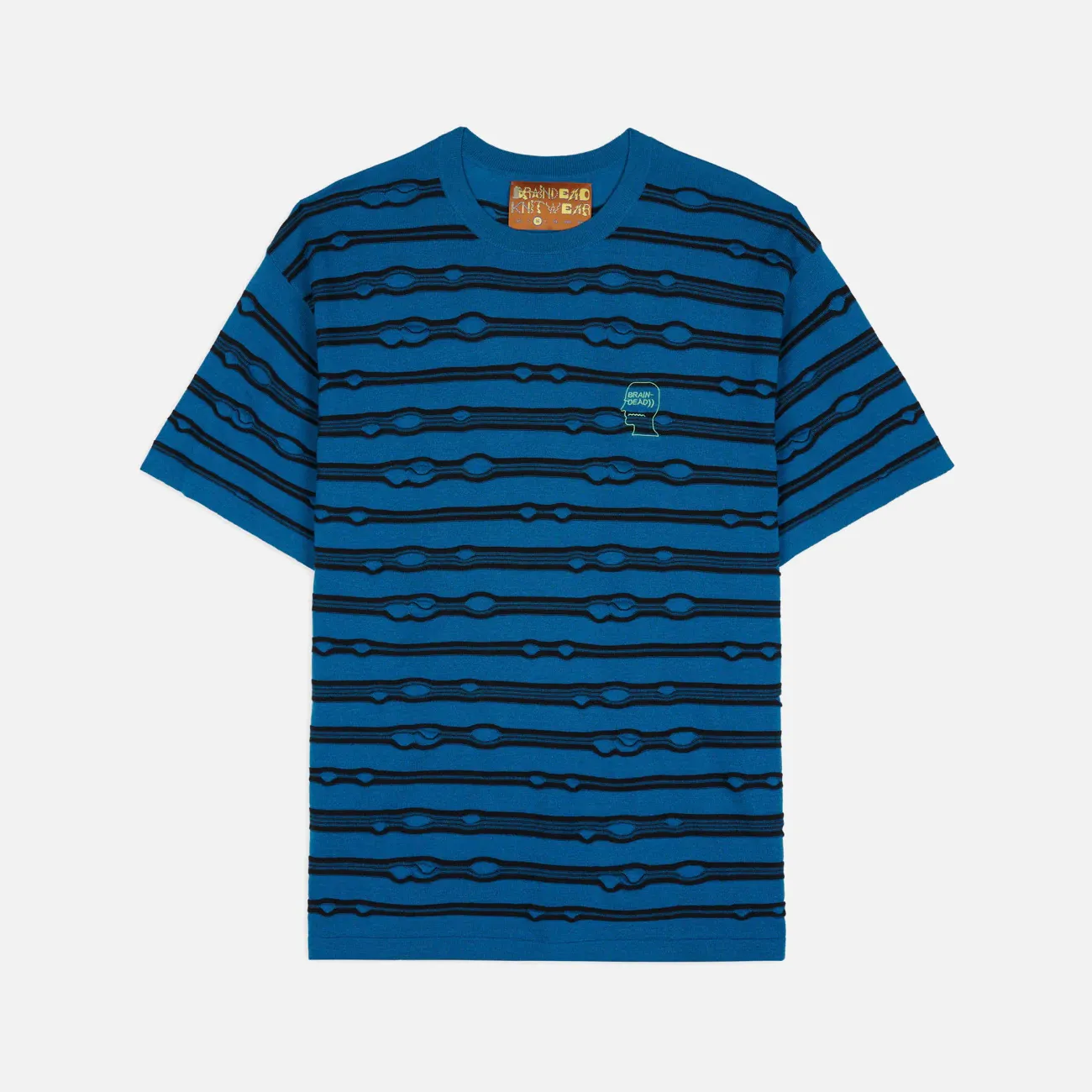PUCKERED STRIPED TEE - TEAL sold by Lapstone & Hammer