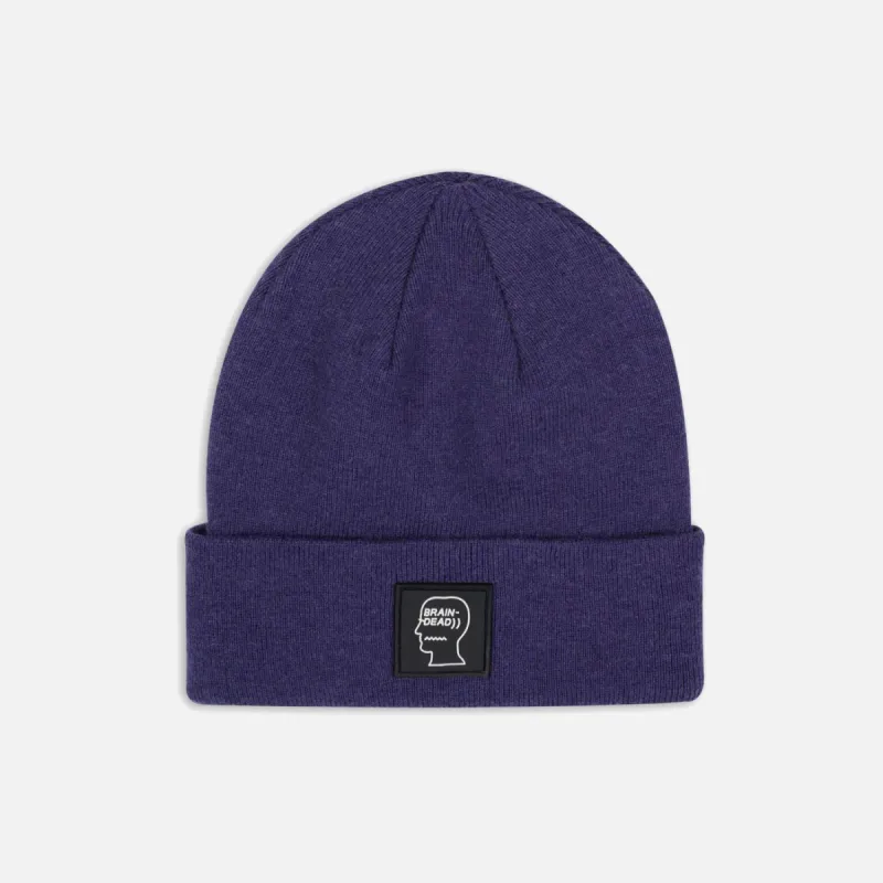 LOGO HEAD WOOL BEANIE - NAVY sold by Lapstone & Hammer
