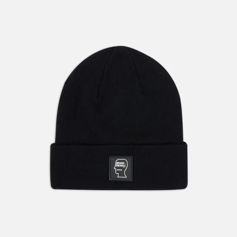 LOGO HEAD WOOL BEANIE - BLACK sold by Lapstone & Hammer