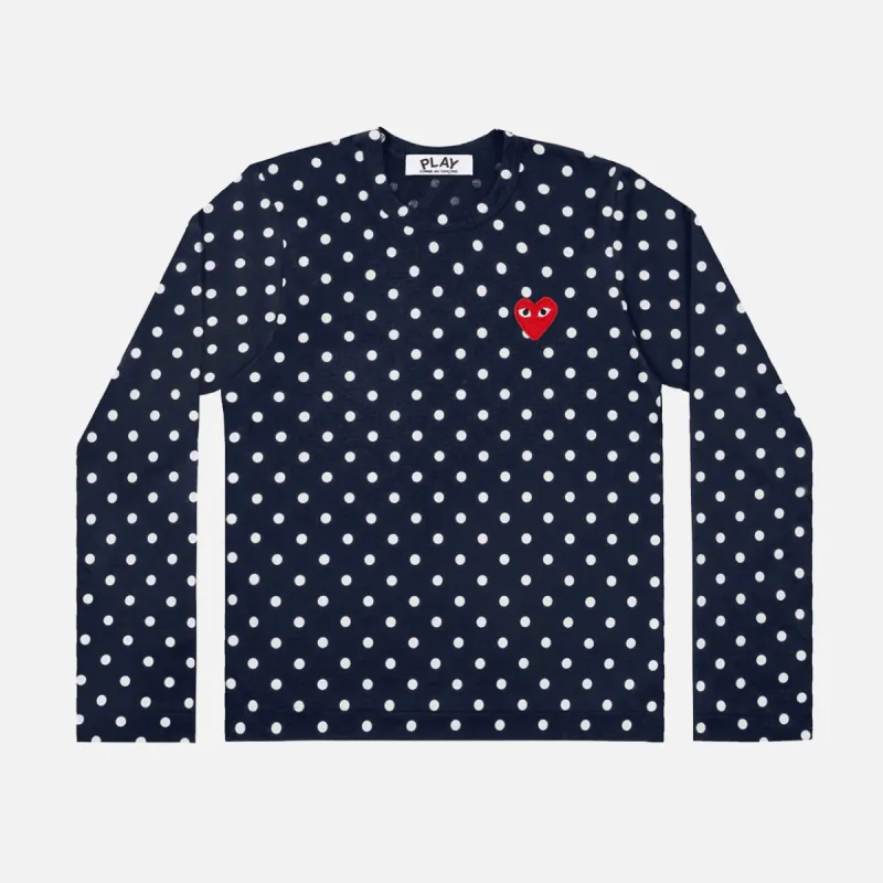 WOMEN`S POLKA DOT L/S TEE - NAVY sold by Lapstone & Hammer
