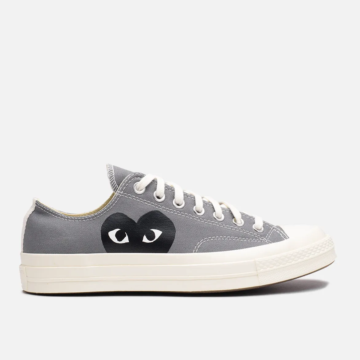 CDG PLAY X CONVERSE CHUCK 70 OX "BLACK HEART" - STEEL GREY sold by Lapstone & Hammer