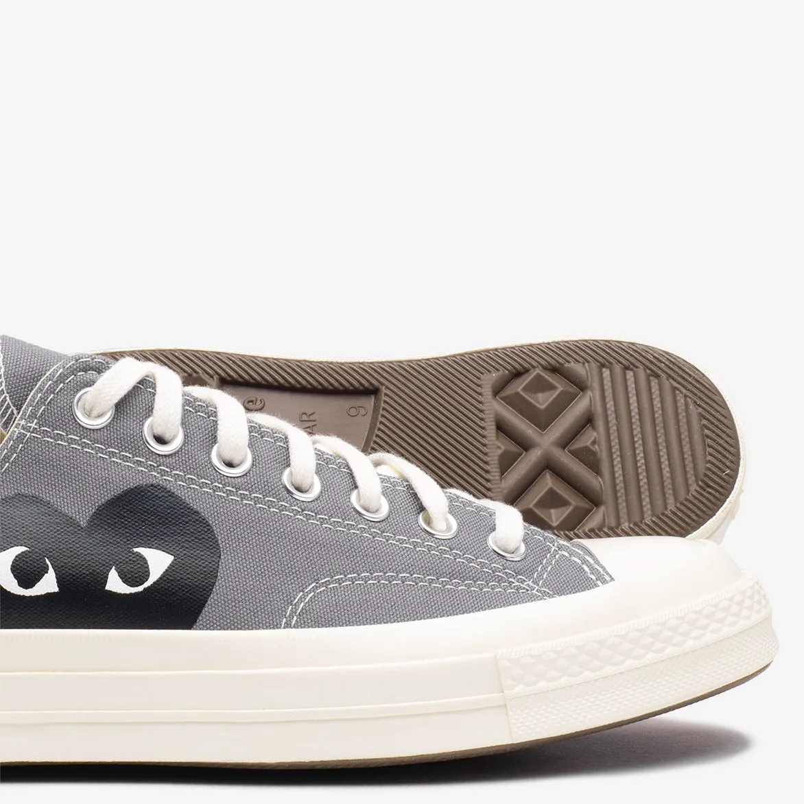 CDG PLAY X CONVERSE CHUCK 70 OX "BLACK HEART" - STEEL GREY sold by Lapstone & Hammer product image thumbnail 4
