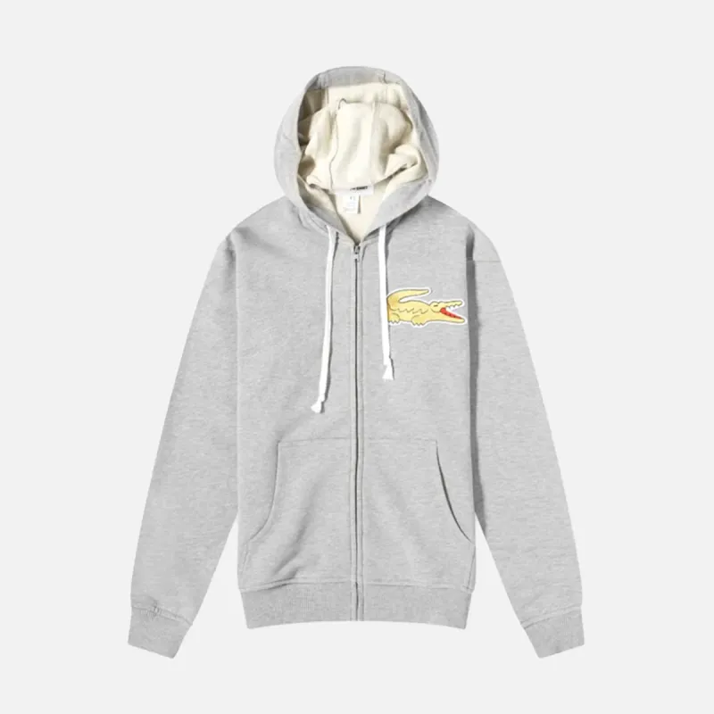 CDG X LACOSTE ZIP HOODIE - GREY sold by Lapstone & Hammer