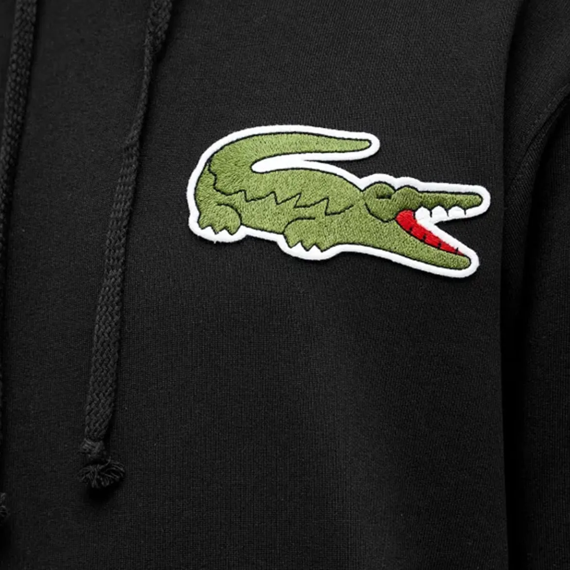 CDG X LACOSTE CROC HOODIE - BLACK sold by Lapstone & Hammer product image thumbnail 3