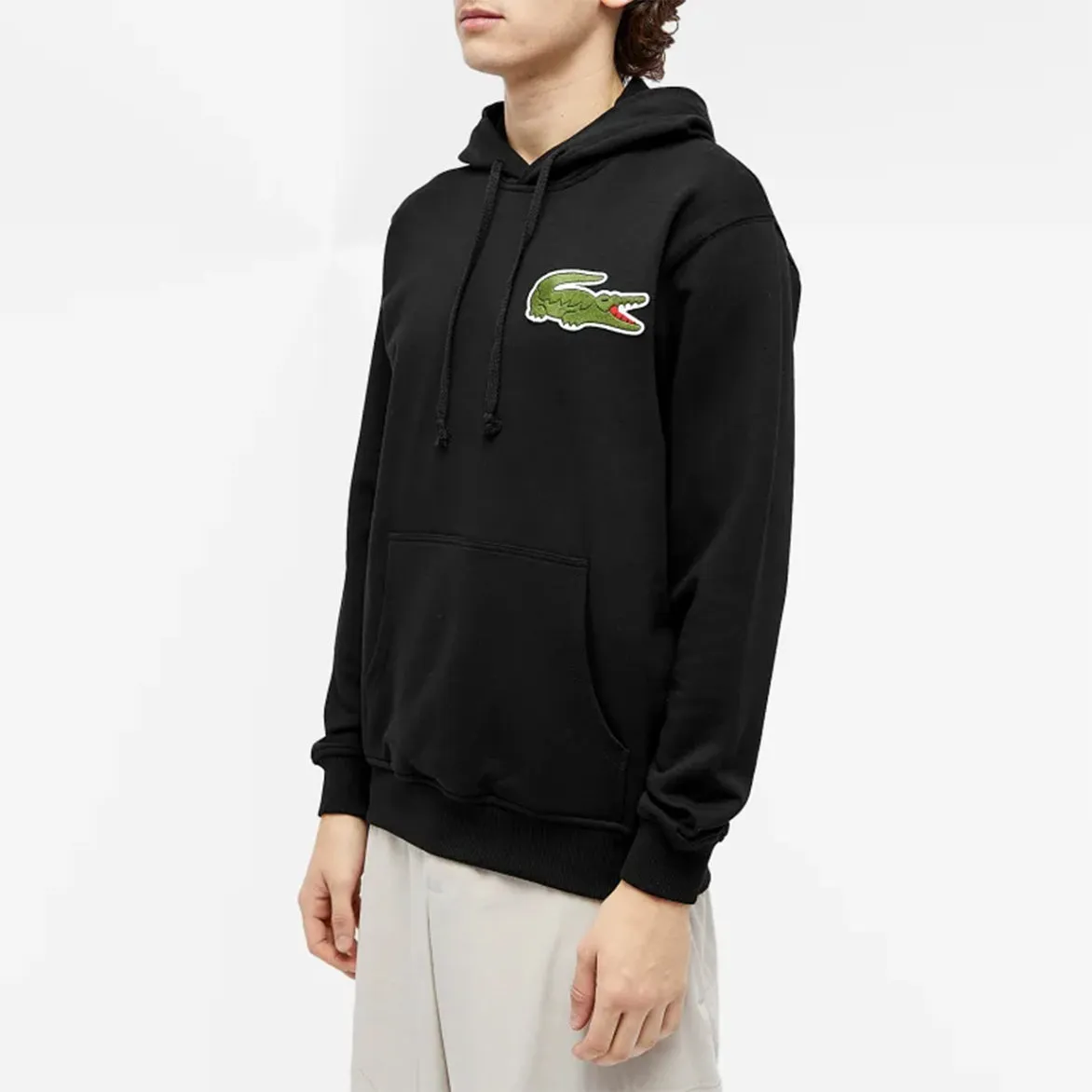 CDG X LACOSTE CROC HOODIE - BLACK sold by Lapstone & Hammer product image thumbnail 2