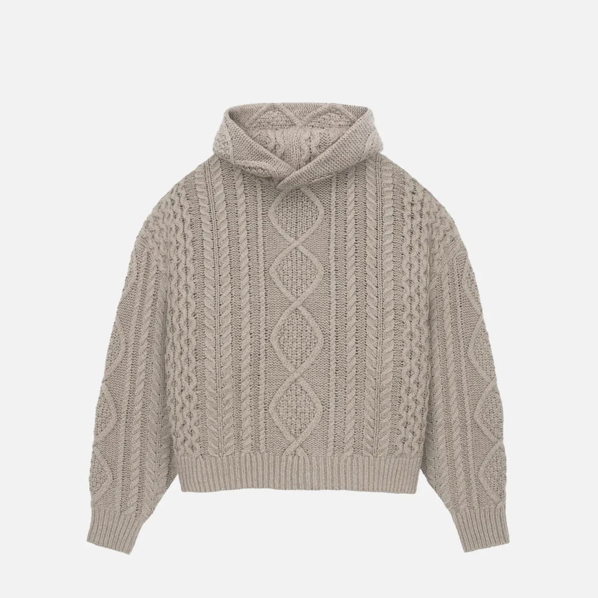 ESSENTIALS CABLE KNIT HOODIE - CORE HEATHER sold by Lapstone & Hammer