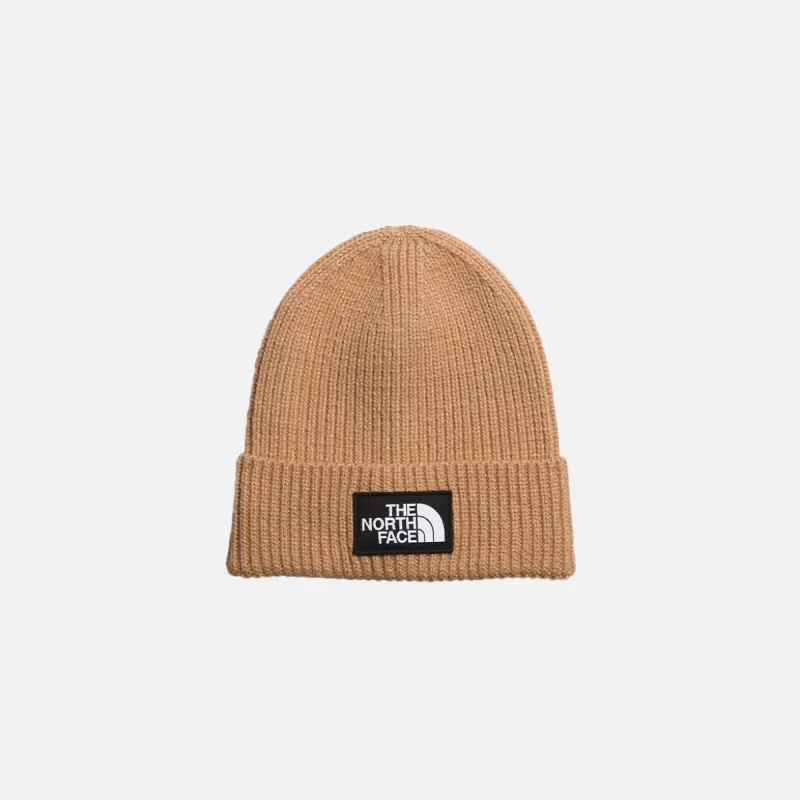 TNF™ LOGO BOX CUFFED BEANIE - ALMOND BUTTER sold by Lapstone & Hammer
