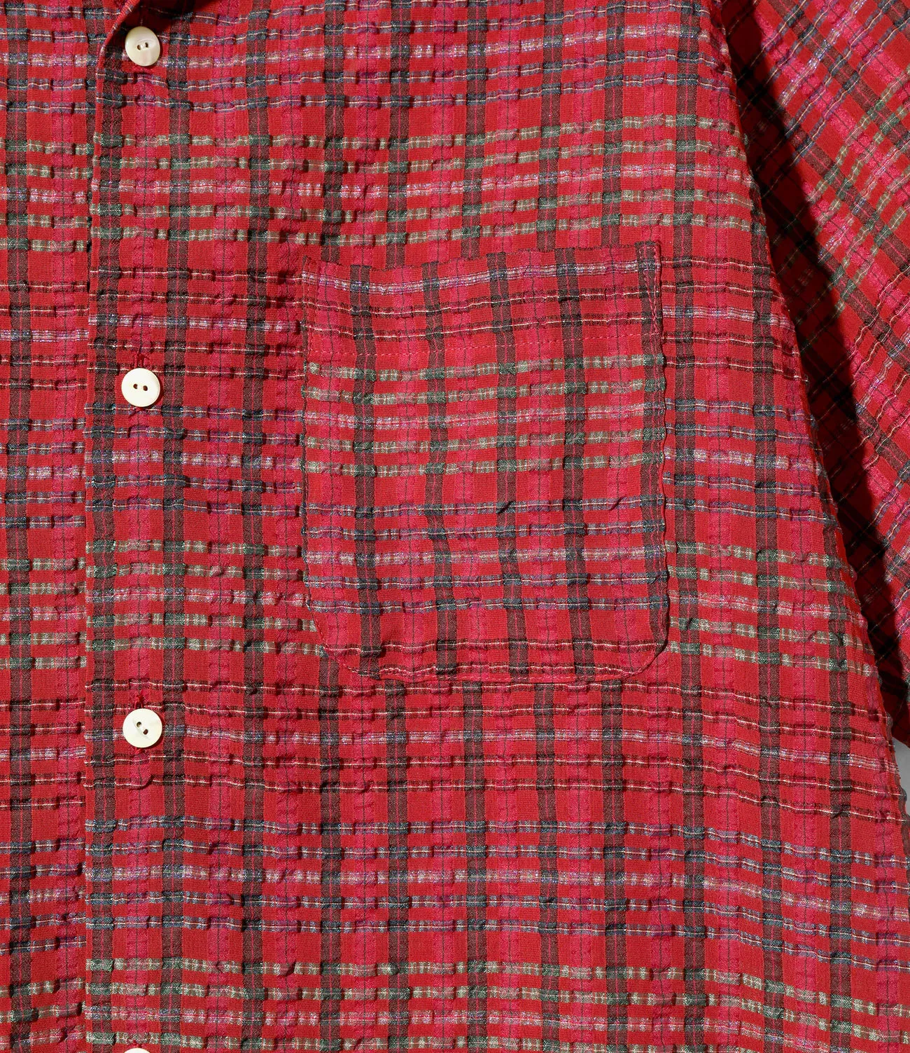 S/S ONE-UP SHIRT - PE/R CHIFFON SUCKER PLAID - RED sold by Lapstone & Hammer product image thumbnail 3
