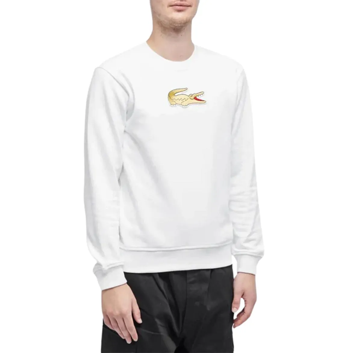 CDG X LACOSTE CROC LOGO CREWNECK - WHITE sold by Lapstone & Hammer product image thumbnail 3