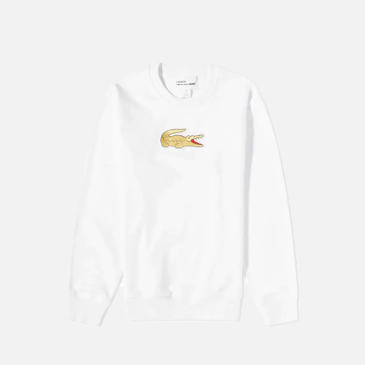 CDG X LACOSTE CROC LOGO CREWNECK - WHITE sold by Lapstone & Hammer